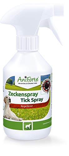 AniForte Tick Spray per cani 250ml - Protezione contro zecche, pulci, acari e parassiti, Anti Tick Spray Tick Repellente per zecche con olio di lavanda e olio di limone, Senza prodotti chimici