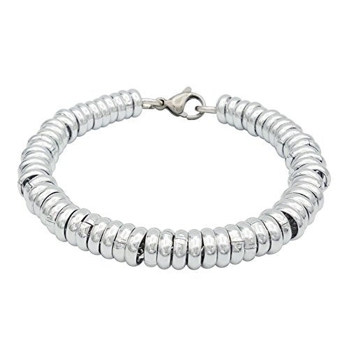 ParticolarModa Bracciale stile anelli singoli per donna in alluminio e acciaio dorato/argentato 7 mm