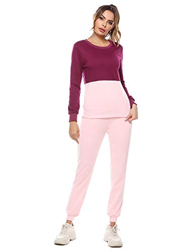 Irevial Tuta Sportiva Donna Invernale Completa Tuta da Ginnastica Donna Due Pezzi Manica Lunga Tute Felpate Donna da Jogging Training, Pigiama Donna Casual per Autunno Inverno