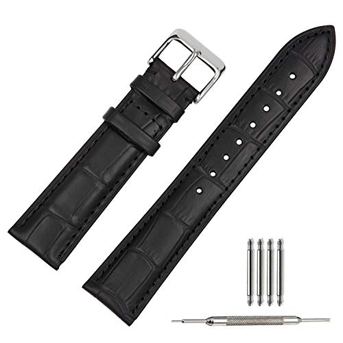 TStrap Cinturino 22mm Per Orologio Da Polso Uomo Donna Di Pelle Cachi Cinturini Da Ricambio Nero