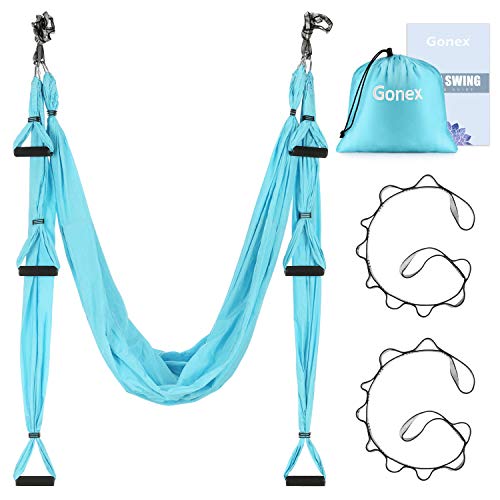 Gonex Amaca Yoga Antigravity, Aerial Yoga Hammock Altalena Yoga Trapezio Aereo per Pilates Ginnastica Fitness Palestra, Yoga Swing Set Anti-gravità con Cinghie di Prolunga & Borsa da Trasporto