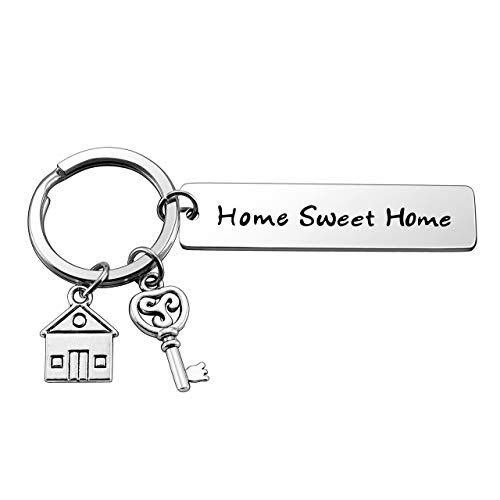 Zysta Portachiavi per Coppia in Acciaio Inox Ciondolo Casa Chiavi Inciso “Home Sweet Home” Regalo per Lui Lei di Festa-1pcs