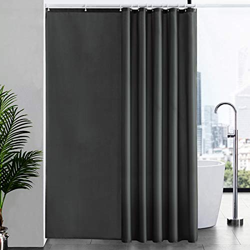 Furlinic Tende Doccia Anti-Muffa Tessuto in Poliestere, Grande Tende Doccia Impermeabile &Lavabile,Tenda Vasca da Bagno con 12 Ganci Tenda Doccia Grigio scuro-200x240cm.