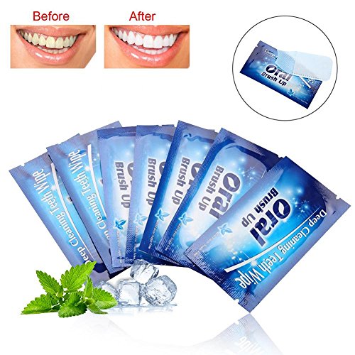 50 Pcs Sbiancamento dei denti strisce qualità, salviette per denti puliti dentali strofinaccio per denti pulizia per trattamenti di pulizia profonda orale per la cura dei denti, sapore alla menta