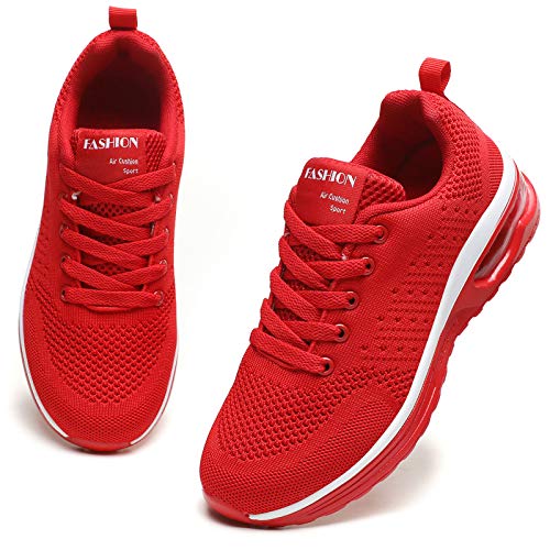 GAXmi Scarpe Running Donna Ginnastica Cuscino d'Aria Sneakers Fitness Sportive Scarpe da Corsa Aggiornata Rosso 38.5 EU