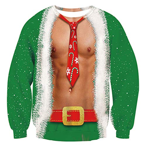 TUONROAD Unisex Pullover di Natale Funny 3D Stampato Christmas Sweatshirt Uomo Donna Crewneck Ugly Xmas Sweater Maglione - XXL