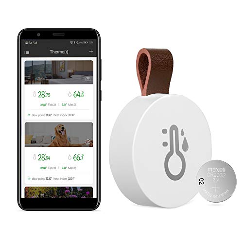 Esolom Termometro Igrometro Wireless Bluetooth e Sensore Digitale con Beacon e Logger Dati, Monitoraggio Remoto perTemperatura, Umidità dell'Aria e Punto di Rugiada per iOS e Android