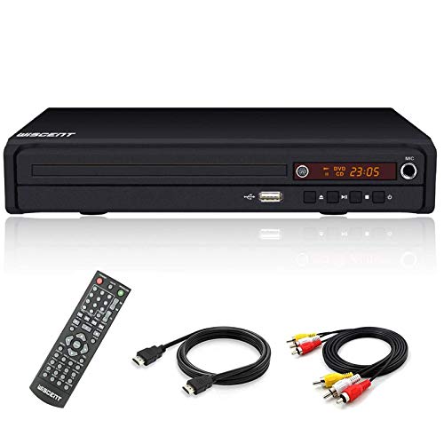 Lettore DVD Compatto 1~6 Regione Libera (Porto HDMI, USB, RCA, MIC, LED Display con Telecomando, cavo HDMI& AV incluso)