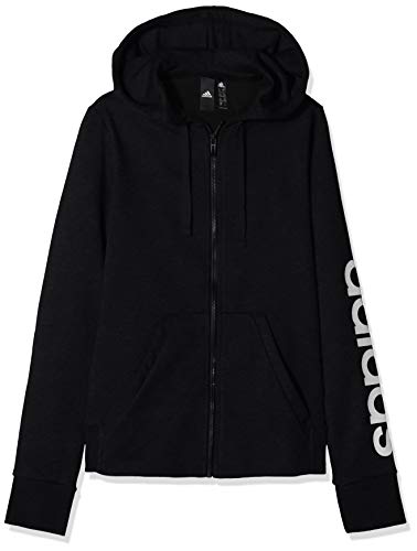 Adidas Essentials Linear Full Zip Hoodie, Track Tops Donna, Black/White, S 40-42