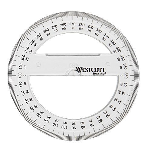 Westcott E-10135 00 Goniometro, circonferenza intera, plastica, 10 cm, trasparente