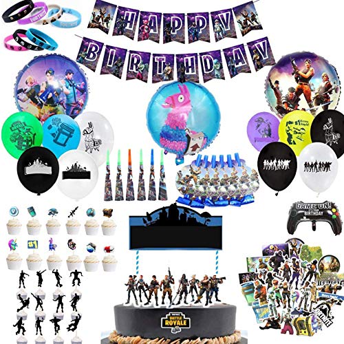 Kit di Forniture per Feste di Giochi, 123 Pezzi Decorativi per Party A Tema Giochi Party Decorazione per Ragazzi Compleanno Favors Braccialetti, Luci per Dita, Adesivi (Esclusa la Torta)