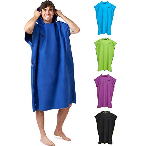 Fit-Flip Poncho per Cambiarsi Extra Lungo, Poncho ad Asciugamano Adulti, Asciugamano per cambiarsi in Spiaggia, Taglia: M Colore: Blu Scuro-Grigio