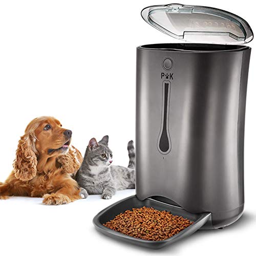 PUPPY KITTY 6.5L Alimentatore Distributore Automatico di Cibo per Cani Gatti Animali Domestici Display LCD, di Controllo Registrazione Vocale Timer Programmabile Fino a 4 pasti al Giorno Nero