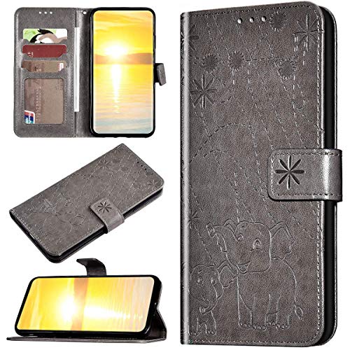 Robinsoni Custodia Compatibile con LG K8 2018(US Version) Case Portafoglio Cover Libro Case Pelle PU Antiurto Case Wallet Taccuino Cover Libretto Cartone Animato Case Folio Flip Cover Grigio Elefante