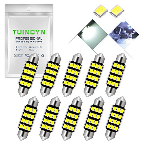 TUINCYN 41MM 42MM Festoon Lampadina a LED 6000K Bianco 5630 Chipset 578 6411 212-2 569 211-2 Lampade interne per auto Cupola Mappa di cortesia Luce targa 12V (confezione da 10)