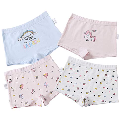 RAISEVERN Pantaloni di Sicurezza con Stampa 3D Confezione da 4 Rosa Unicorno Bambine Ragazzi Knicker Neonata Slip Boxer in Cotone Intimo Hipster 12-13 Anni