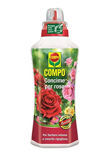 Compo, Concime per Rose in Vaso e da Giardino, per Fioriture Intense e Crescita rigogliosa,1 Litro, 9x18.7x27 cm