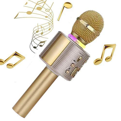 ALLCELE Macchina per Karaoke Senza Fili per Feste, Karaoke per Bambini, Compatibile con dispositivi Android e iOS per la casa, KTV all'aperto, Regalo per Il 18° Compleanno per Ragazze (Gold)