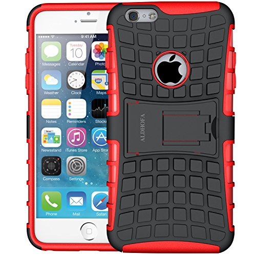 ALDHOFA Cover iPhone 6, Cover iPhone 6s, Doppio Strato a Ibrida Phone Caso per Apple iPhone 6/6S-Rosso