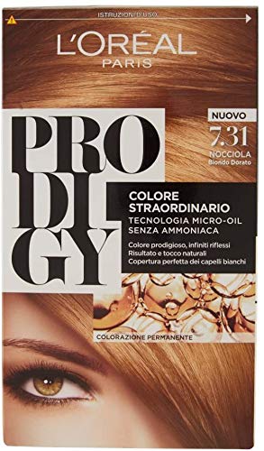 L'Oréal Paris Colorazione Permanente per Capelli Prodigy, 7.31 Nocciola Biondo Dorato