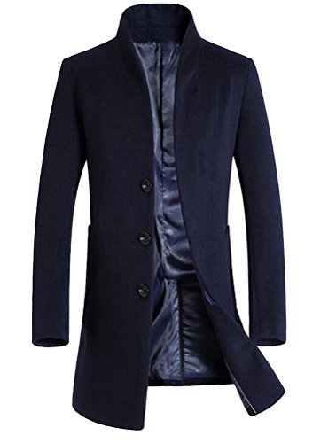 Vogstyle Uomo Sottile Caloroso Cappotto Invernale di Lana Trapuntato Blu XL