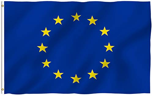 Anley Fly Breeze 3x5 Piedi Bandiera Unione Europea - Colore Vivido e Resistente Ai Raggi UV - Testata in Tela E Doppie Cuciture - Bandiera EU Poliestere Anelli Ottone 3 X 5 Piedi