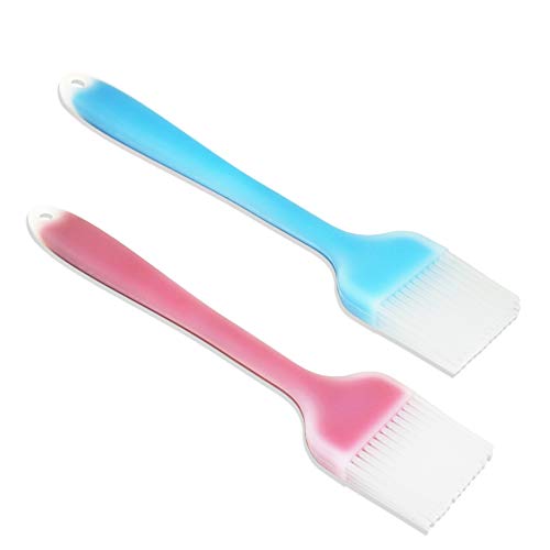 Youda Silicone Pennelli da Cucina Multiuso, 21cm(Set da 2, Blu&Rosa) Resistenti al Calore, Flessibili, Antiaderenti, Privo di BPA, Pennelli da Cottura per Pasticceria e Barbecue