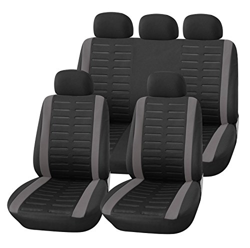 Upgrade4cars Copri-sedili Auto Universale Nero Grigio | Set Copri-Sedile Universali per Anteriori e Posteriori | Accessori Auto Interno