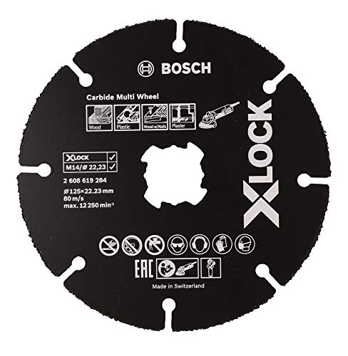 Bosch Professional 2608619284 Mola da Taglio per Legno e Plastica, X-Lock, Ø125 mm, Diametro Ø: 22.23 mm, Spessore: 1 mm, Colore:, Ø 125 mm
