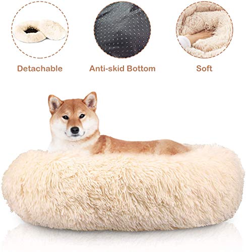 Docatgo Cuccia per Gatti Letto per Cani Gatto Rotondo Grande Letto Peluche Ultra-Morbido da Interno Animale Domestico, 60x60 CM