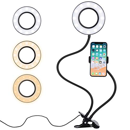 Diyife Anello Luminoso Selfie, [Nuova Versione] LED USB Selfie Luce Ad Anello con Supporto Cellulareper 3 modalità Luce Compatibile per Youtube, Facebook,Vlog, Live Stream