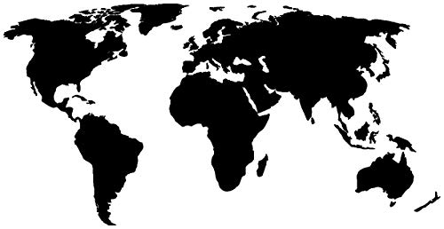 Adesivo a forma di mappa del mondo, 070 nero, 30 x 15cm