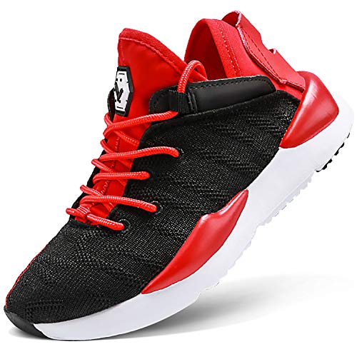 Scarpe Sportive Bambini e Ragazzi Scarpe da Corsa Ginnastica Respirabile Mesh Running Sneakers Fitness Casual(N-Rosso,30 EU)