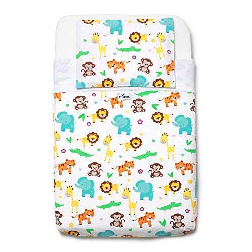 Niimo Lenzuola Next to Me Compatibili (Set 3pz) Lenzuola 100% Cotone per culla cosleeping Chicco Lullago Kinderkraft UNO Cullami Cam Jane Babyside Brevi altre con dimensioni 50x83 (Set 3pz, Giungla)