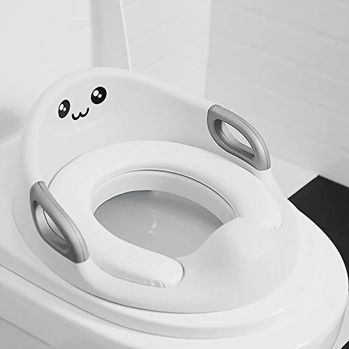 AGAKY Riduttore WC per Bambini- Sedile da Toilette -Toilette Bambini da Bambina - Sedile da Vasino con Paraspruzzi/Poggiatesta/Schienale Design a Fumetti -Toilette Ovale e Rotonda