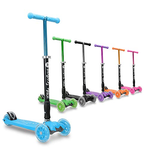 3StyleScooters® RGS-2 Monopattino a 3 Ruote per Bambini - Perfetto per i Bambini con più di 5 Anni - Dotato di Ruote LED Luminose, Design Pieghevole, Maniglie Regolabili e Struttura Leggera – Blu