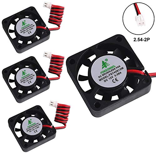 MakerHawk 4pcs 3D Ventola di Raffreddamento 12V 0.08A DC Mini Ventola di Raffreddamento silenziosa 40X40X10mm con Cavo 28cm per Stampante 3D, DVR e Altri Piccoli elettrodomestici