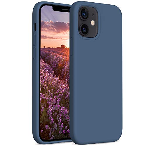 YATWIN Compatibile con Cover iPhone 12 Mini 5,4'', Custodia per iPhone 12 Mini Silicone Liquido, Protezione Completa del Corpo con Fodera in Microfibra, Blu Notte