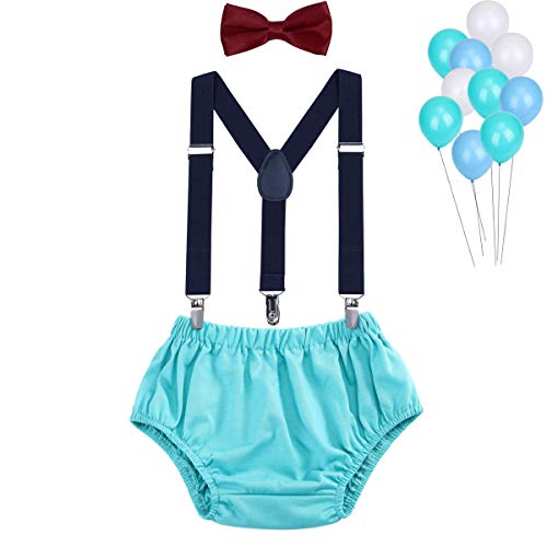 WELROG Ragazzi Vestito Smash Cake - Bretelle a Y regolabili/Bretelle e Papillon