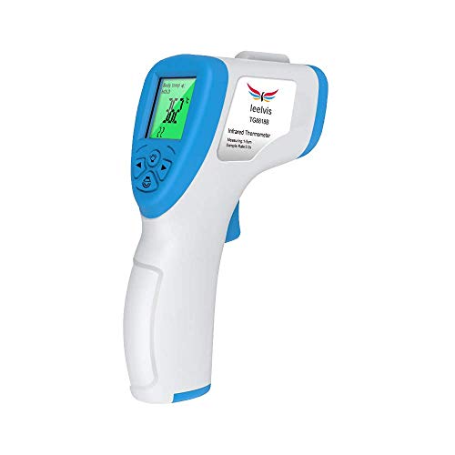 LEELVIS - Termometro febbre infrarossi Frontale Digitale Senza Contatto con Allarme Febbre con 32 Memorie, Adatto per Bambini, Adulti e Oggetti