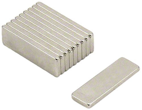 first4magnets™ F2582-N35-10 Magnete al neodimio N35, 25 mm x 8 mm x 2 mm, trazione 2,1 kg (Confezione da 10), Set di 10 Pezzi