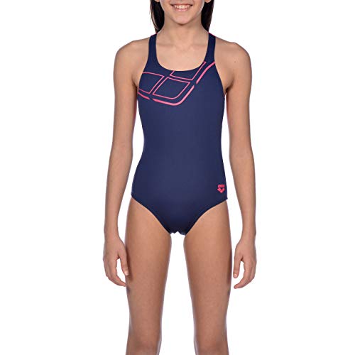 Arena G Essentials Jr Swim Pro, Costume Sportivo Bambina, Blu (Navy/Freak Rose), 12-13 anni
