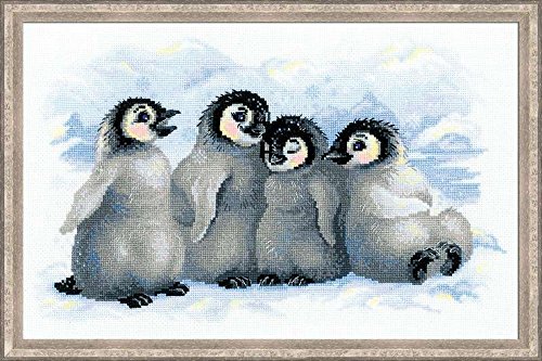 RIOLIS Funny Penguins - Quadro Realizzato a Punto Croce, Motivo: Pinguini