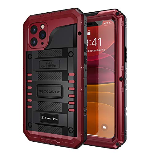 seacosmo Cover iPhone 11 PRO, [Waterproof] Custodia Impermeabile Corpo Completo con Protezione Incorporata dello Schermo per iPhone 11 PRO, Rosso