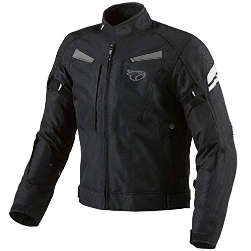 Jet Motorcycle Wear, giacca per moto multifunzione, in tessuto, con armatura, nera, Black, 7XL (54