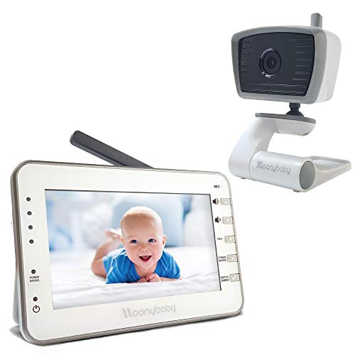 moonybaby Monitor baby video LCD da 4,3 pollici di grandi dimensioni con risparmio energetico/Vox (attivazione vocale) Visione notturna automatica, monitoraggio della temperatura