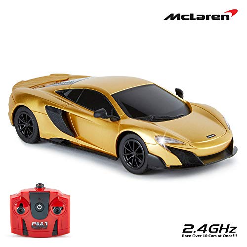 CMJ RC Cars ™ McLaren 675LT Telecomando con licenza ufficiale Auto Scala 1:24 Luci di lavoro 2.4Ghz Oro