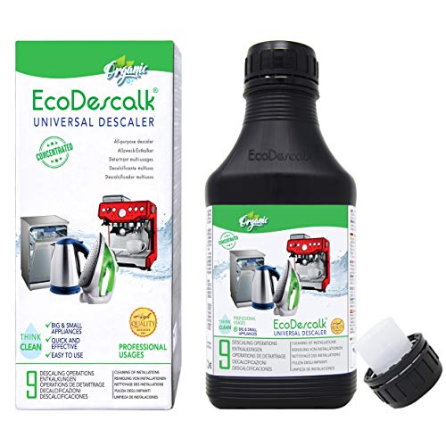 EcoDescalk Universal Biologico Concentrato (9 Decalcificazioni). Decalcificante 100% Naturale. Detergente per Bollitori, Lavatrici, Lavastoviglie. Prodotto CE.