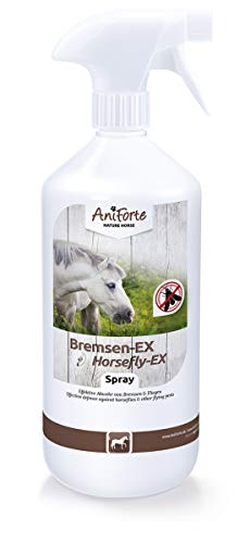 AniForte Horsefly-Ex Spray per Cavalli 1L - Spray tafano Efficace e duraturo Contro i tafani, Protezione immediata Contro zanzare, Mosche, parassiti, bloccante per tafani in Pratico flacone Spray