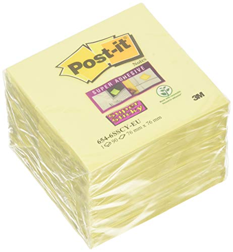 Post-it 6546SY - Foglietti adesivi per appunti, 6 blocchetti da 90 foglietti, 76 x 76 mm, colore: giallo